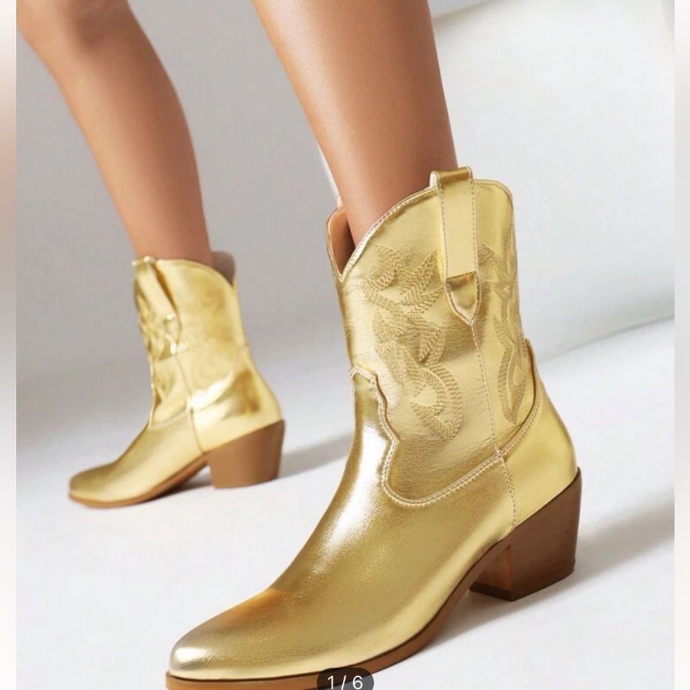 Gold cowboy booties